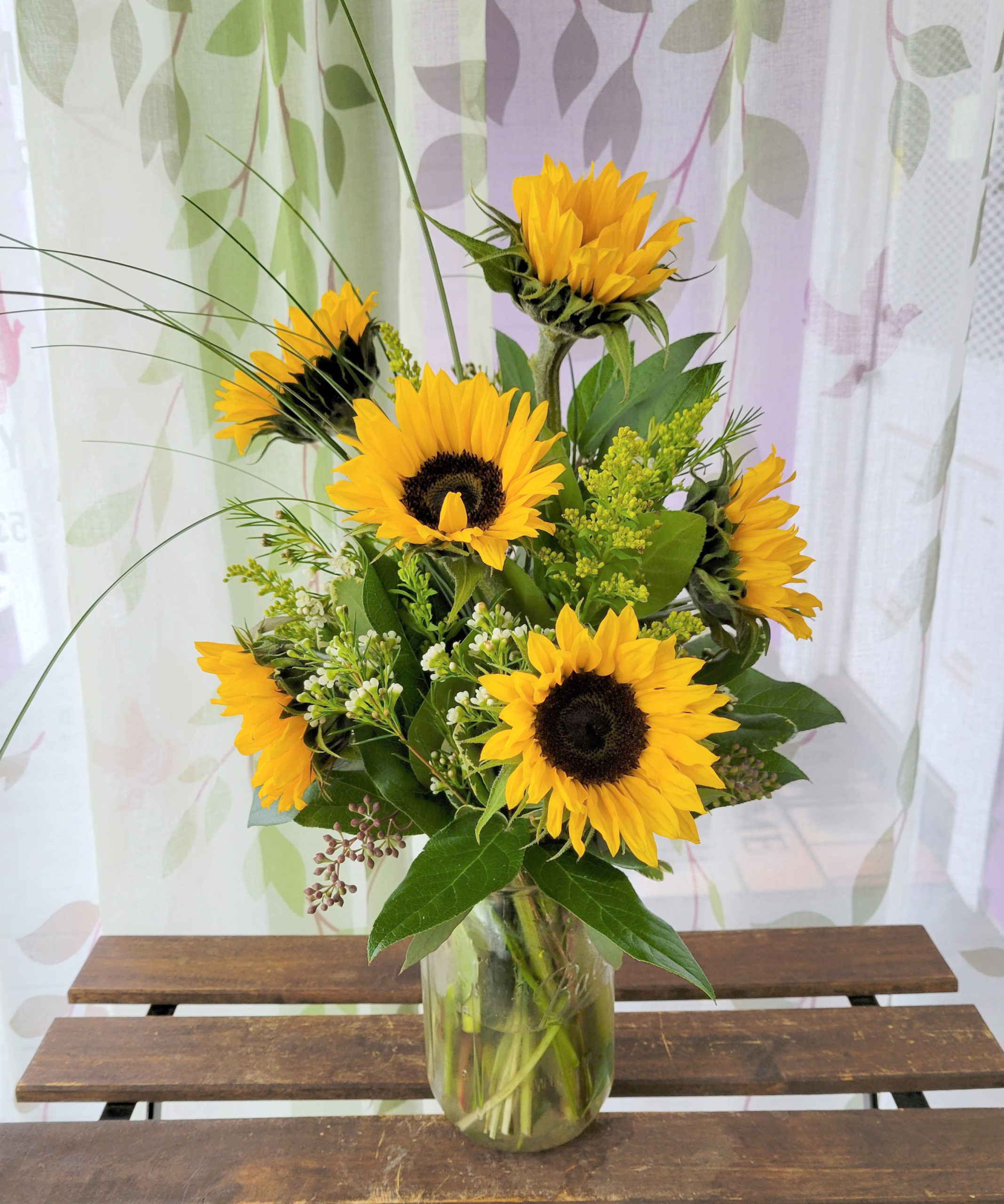 six sunflowers
